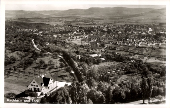 Postcard Kirchheim unter Teck Württemberg, aerial photograph, Haus Hohen-Reisadt of the Red Cross