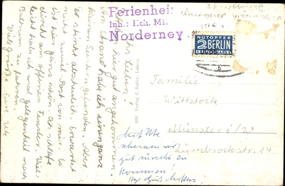 Ak Nordseebad Norderney, aanlegsteiger stoomboot, rederij Noord-Friesland, stoomschip Frisia