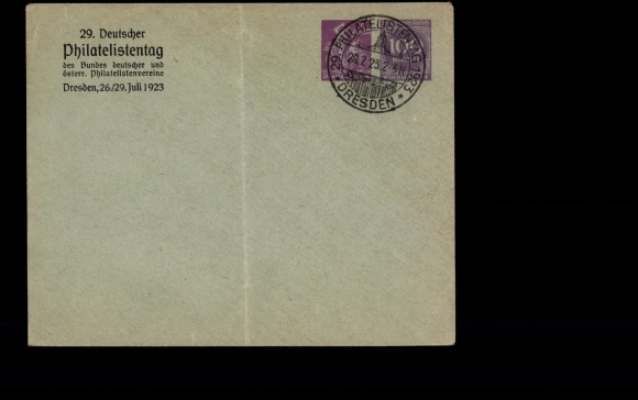 Deutsches Reich Privatganzsache Umschlag, 29. Philatelistentag Dresden 1923, SSt P92 C1 01