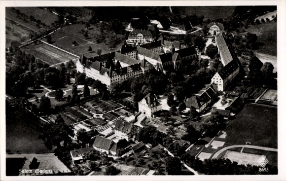 Postcard Salem in the Bodenseekreis Baden, aerial view of Salem, s buildings, gardens