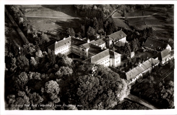 Postcard Beuren Salem in the Bodenseekreis Baden Württemberg, aerial view of Haus Bad Ball, forest, buildings