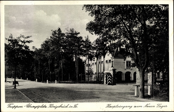 Postcard Königsbrück in Upper Lusatia, military training area, main entrance to the new camp
