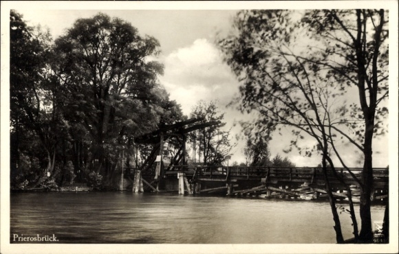 Postcard Prierosbrück Gräbendorf in der Mark, bridge