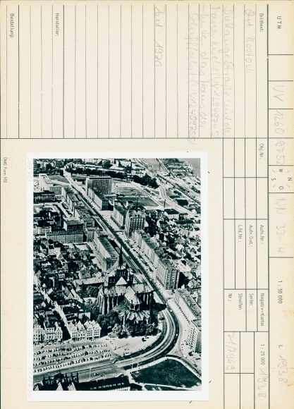 Photo of Rostock in Mecklenburg-Western Pomerania, view of the town, Lange Straße, Marienkirche, 1970
