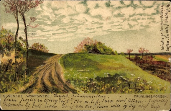 Artist Postcard Wencke, S., Worpswede, spring morning, landscape, NKG