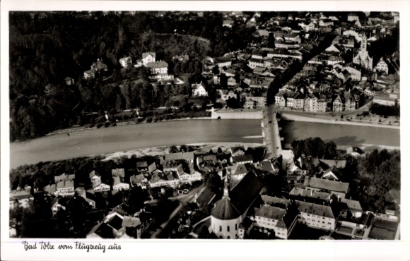 Postcard Bad Tölz in Upper Bavaria, aerial photograph