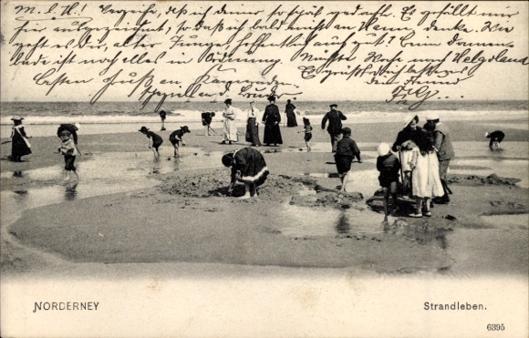 Postcard North Sea resort Norderney East Frisia, beach life