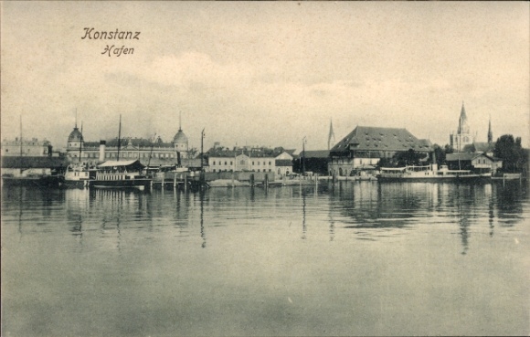 Ak Konstanz am Bodensee,  Hafen, Wasseransicht, Schiffe,  
