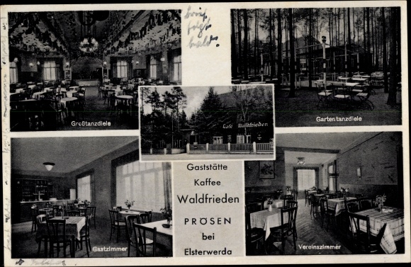 Postcard Proesen near Elsterwerda Brandenburg, Gaststätte Waldfrieden, owner Reinhold Deutschmann