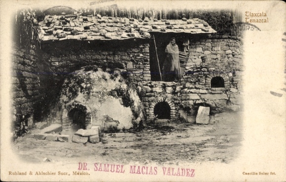 Ak Tlaxcala Mexiko, Hof, Frau, Öfen