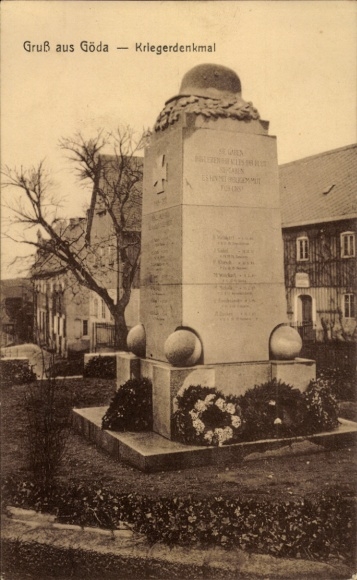 Postcard Göda in Upper Lusatia, war memorial