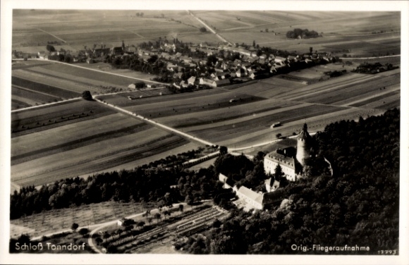 Postcard Tonndorf Thuringia, aerial photograph, castle