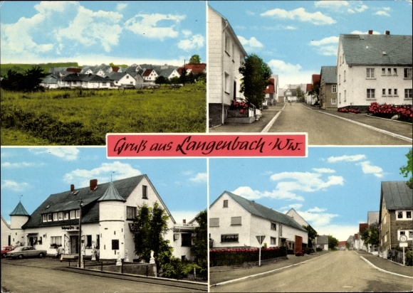 Postcard Langenbach near Kirburg in the Westerwald, street views, panorama