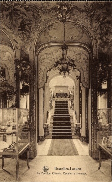Postcard Laeken Bruxelles Brussels, Le Pavillon Chinois, Escalier d&#39;Honneur