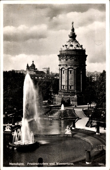 Ak Mannheim in Baden, Friedrichsplatz, Watertoren