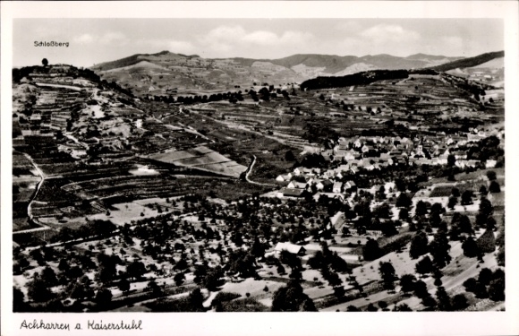 Postcard Achkarren Vogtsburg in the Kaiserstuhl, aerial photograph