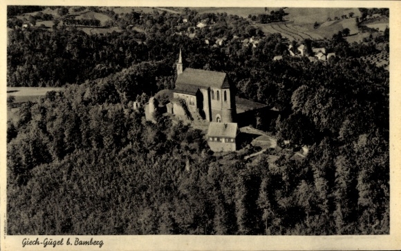 Postcard Schesslitz Scheßlitz in Upper Franconia, Giech-Gügel, pilgrimage chapel, aerial photograph