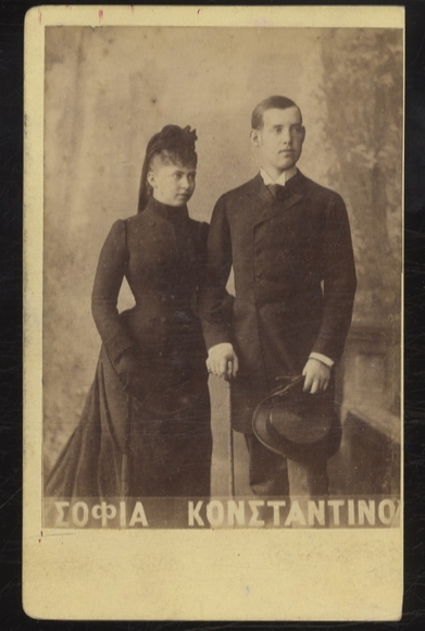 Cabinet photo King Constantine I of Greece with Crown Princess Sophia, née of Prussia