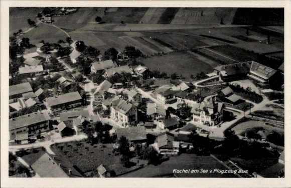 Postcard Kochel am See Upper Bavaria, aerial photograph
