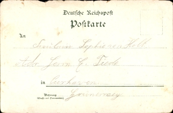 Chromo-Litho Odisheim in Lower Saxony, secondary school, inn, rectory, church