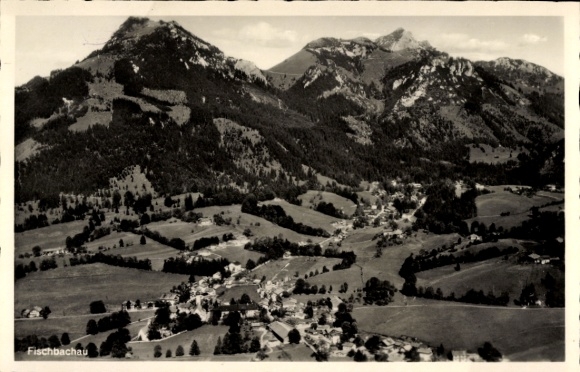 Postcard Fischbachau in Upper Bavaria, aerial photograph