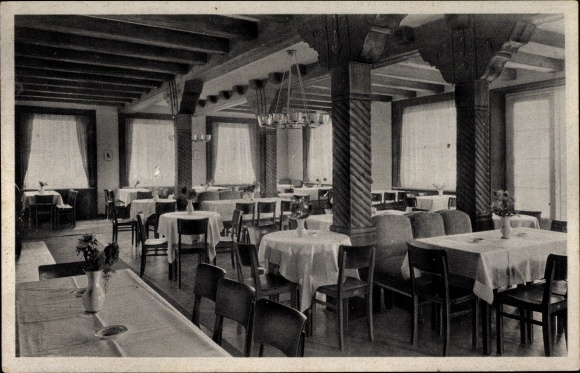 Ak Herzogau Waldmünchen im Oberpfälzer Wald Bayern, Grenzhotel Gau Bayreuth, Speisesaal