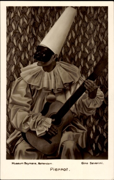 Artist Postcard Gino Severini, Pierrot with guitar