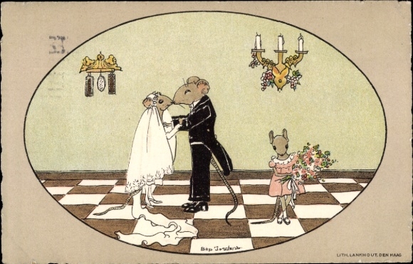 Artist Postcard Jordens, Bep, Humanized Mice, Wedding