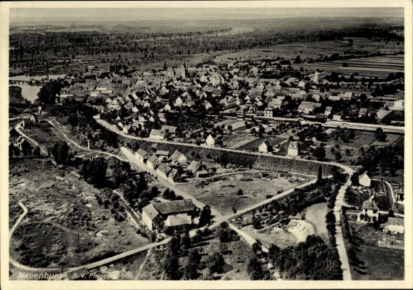 Postcard Neuenburg am Rhein, aerial photograph