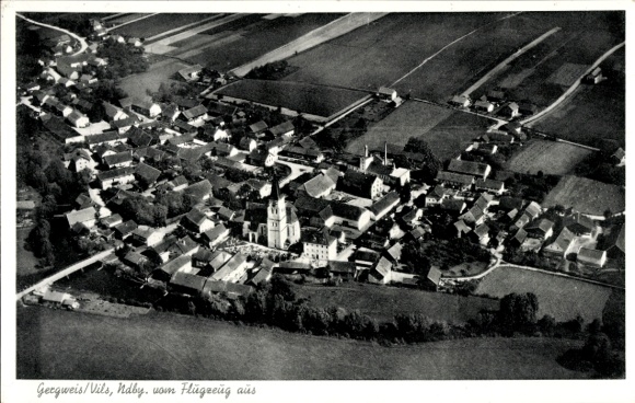 Ak Gergweis Osterhofen in Niederbayern, Fliegeraufnahme