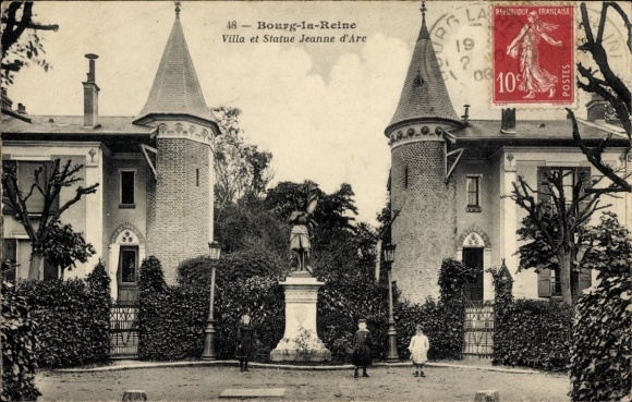 Ak Bourg la Reine Hauts de Seine, Villa et Statue Jeanne d'Arc