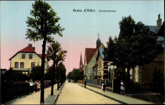 Postcard Brake on the lower Weser in Oldenburg, Kirchenstrasse