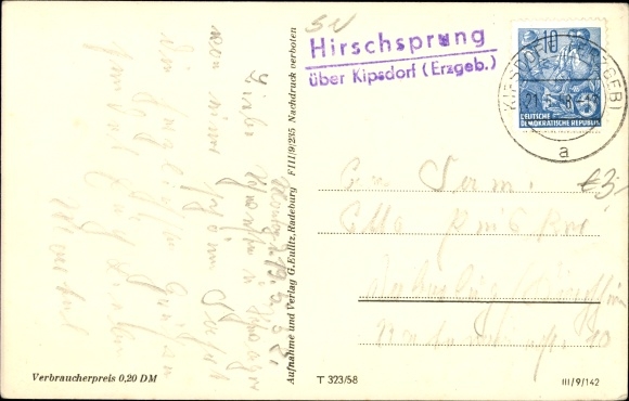 Postcard Hirschsprung Altenberg Eastern Ore Mountains, holiday home Ladenmühle