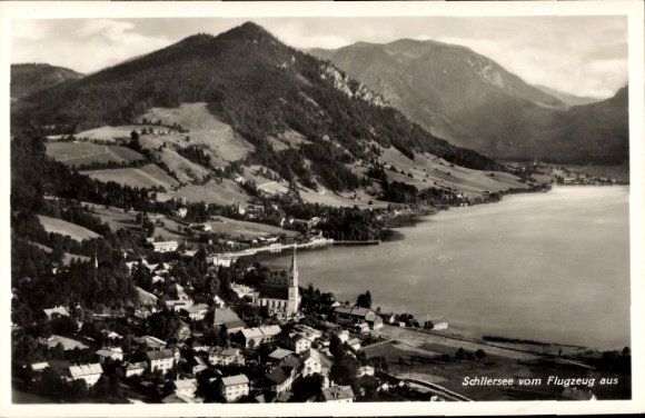 Postcard Schliersee in Upper Bavaria, aerial photograph