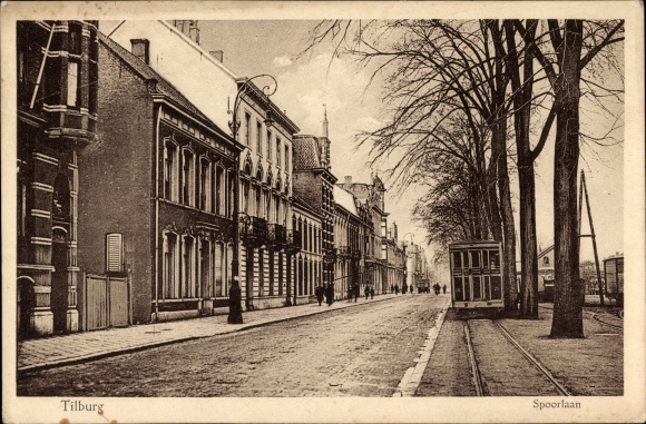 Ak Tilburg Noord-Brabant Nederland, Spoorlaan