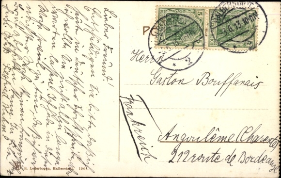 Postcard Halberstadt in the Harz, town hall from the fish market
