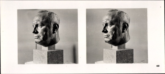 Stereo spatial image photo &quot;German sculpture of our time&quot; No. 62 portrait of Senator Borst, bronze