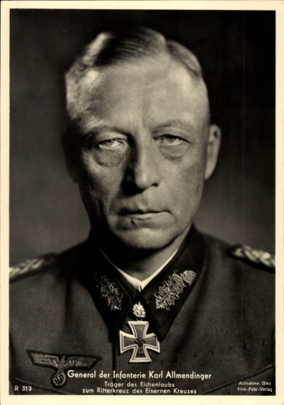 Ak Ritterkreuzträger des Heeres, General der Infanterie Karl Allmendinger, Eichenlaub