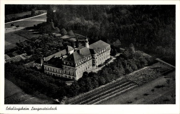 Ak Langensteinbach Karlsbad Baden Württemberg, Bijbelhuis, luchtfoto
