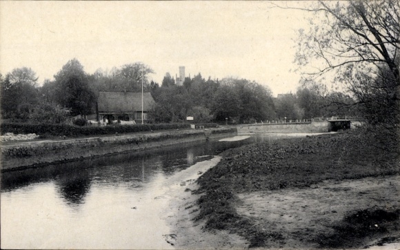 Postcard Hamburg Wandsbek Poppenbüttel, canal section