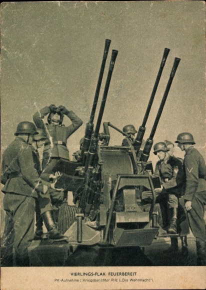 Ak Deutsche Wehrmacht, Vierlings-Flak feuerbereit