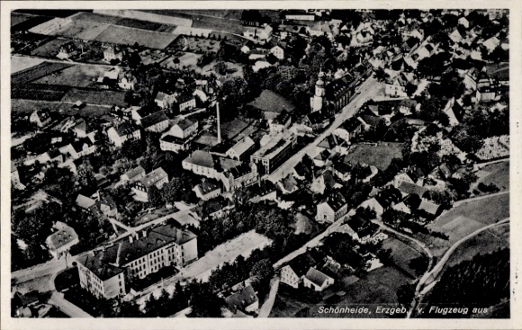 Ak Schönheide im Erzgebirge Sachsen, Fliegeraufnahme