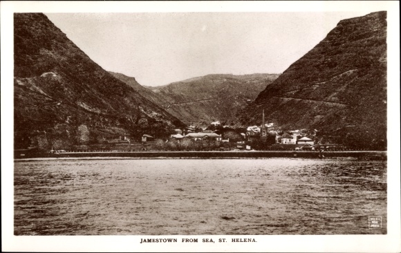 Postcard Jamestown St. Helena, view from the sea