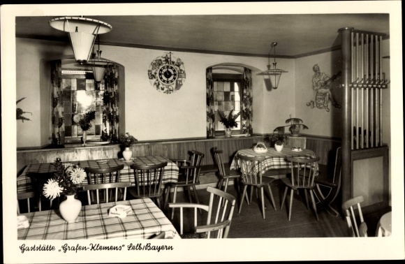 Ak Selb in het Fichtelgebergte Opper-Franken, restaurant Grafen-Klemens, eetkamer