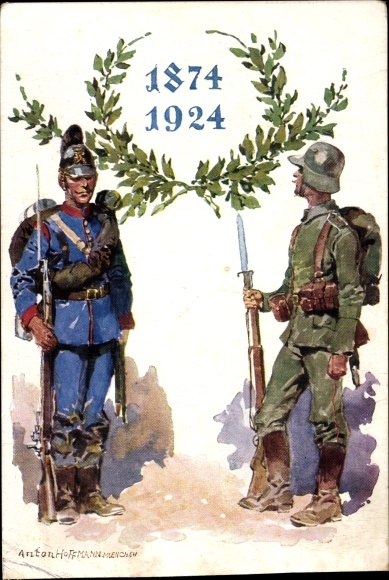 Künstler Ak Hoffmann, Anton, Bayerischer Kriegerbund, 1874-1924, Uniform, Stahlhelm