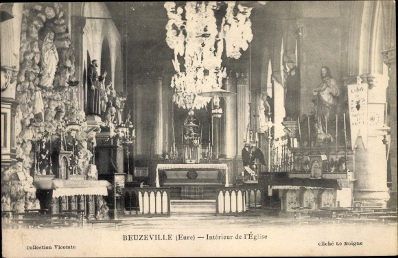 Postcard Beuzeville Eure, Kircheninneres