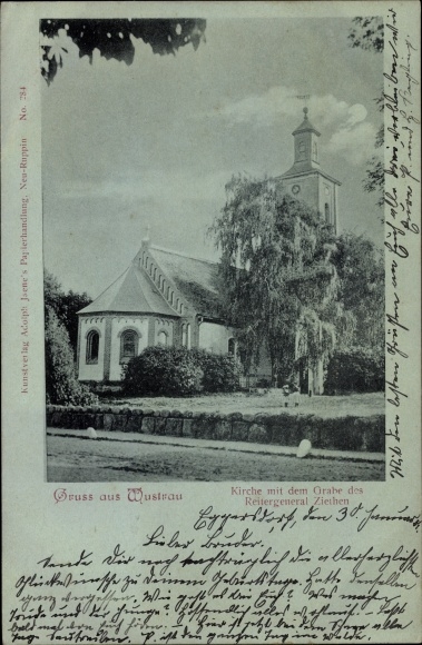 Moonlight PC Wustrau Altfriesack Fehrbellin, church with the grave of the cavalry general Ziethen