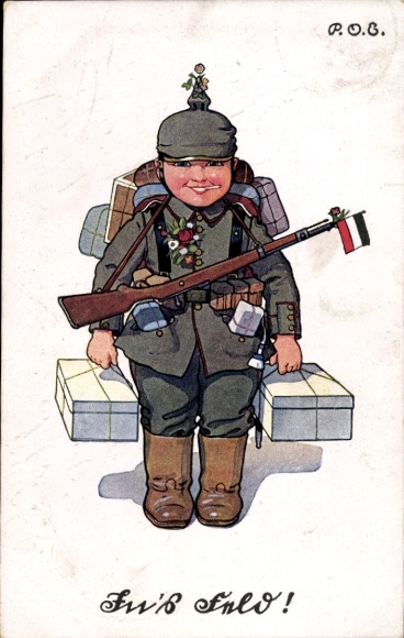 Artist Postcard Engelhard, POE, In's Feld, Soldier goes to war