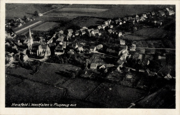 Ak Herzfeld Lippetal in Westfalen, Fliegeraufnahme