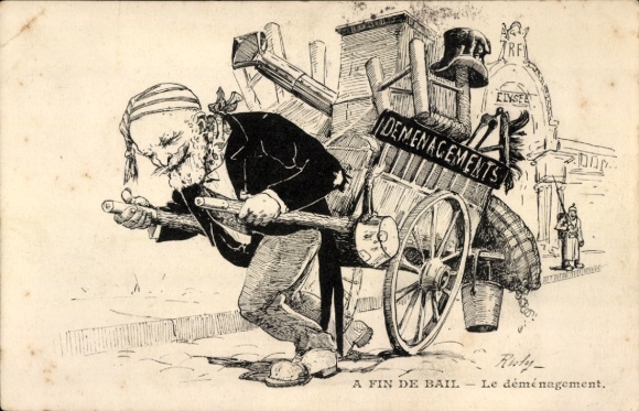 Postcard Demenagement de Loubet, caricature